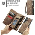 thumbnail image 4 of Funda tipo cartera para Samsung Galaxy S25 FE, con cremallera, tarjetero, correa de muñeca, funda protectora trasera magnética desmontable a prueba de golpes para Samsung Galaxy S25 FE 5G, 4 of 9