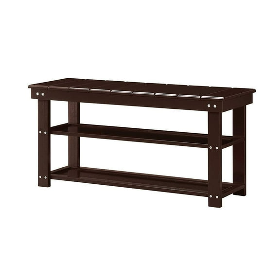 HomeStock Lakefront Luxury Bench, Stylish and functional entryway bench with two lower shelves for convenient storage, comfortable seating, 35.5 x 12 x 17 inches