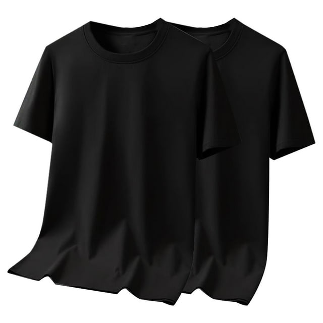 Posijego 2 Pack Men's Big and Tall T-Shirts Solid Color Short Sleeve Crew Neck Plus Size Basic Tee Shirts