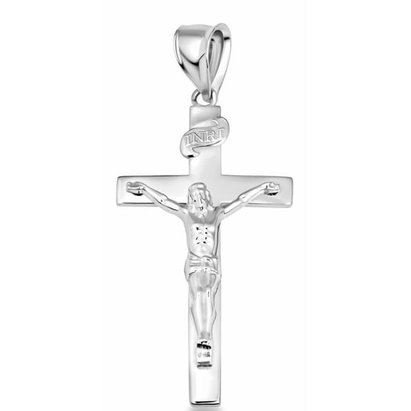 Silver Crucifix Pendant Jesus Cross Necklace (Large) (Pendant Only)
