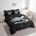 thumbnail image 2 of Castle Fairy Baseball Ice Cream Twin Bedding 7-Piece, Neon Blue Stripes Bedding Comforter Set, Black Gray,Black Reversible, 2 of 7