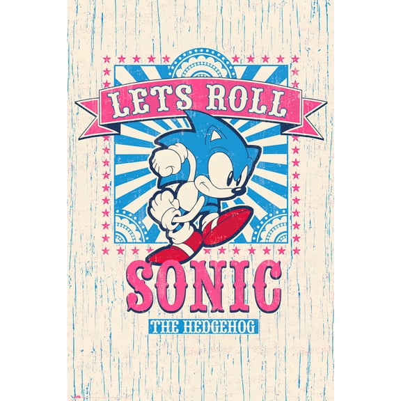 Sonic The Hedgehog - Gaming / TV Show Poster (Let's Roll) (Size: 24" X 36")