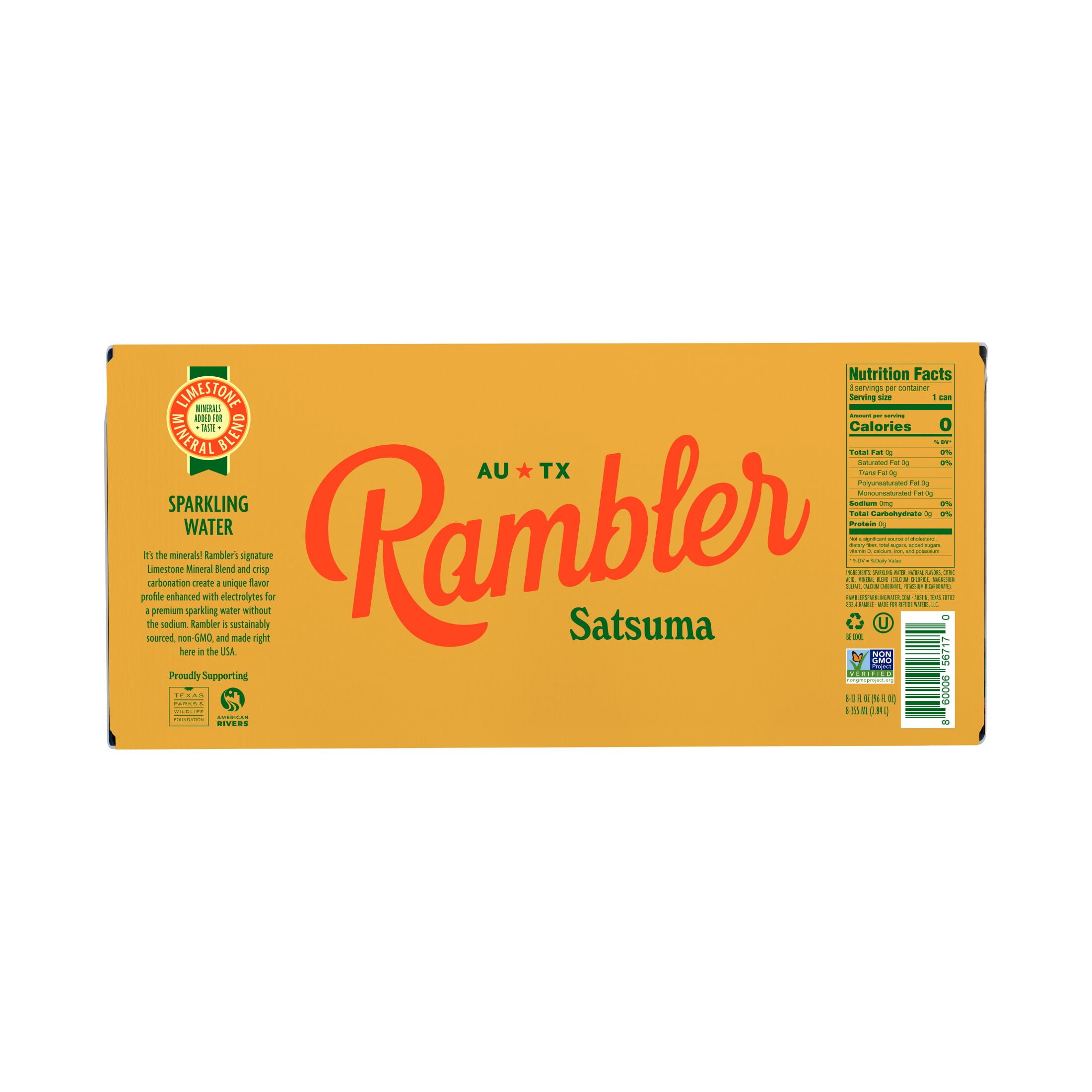 Rambler Sparkling Water Satsuma 8pk Cans