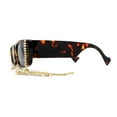 thumbnail image 4 of Rhinestone Tassel Jewel Chain Mod Rectangle Sunglasses Tortoise Black, 4 of 4