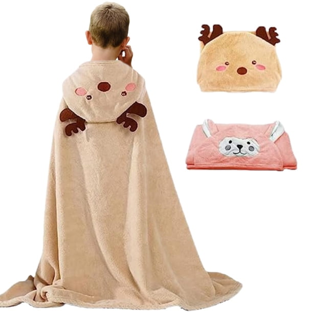 SAYCHEESE Toalla de Baño con Capucha – Toalla para Playa o Alberca, Bata de Baño Ultra Suave y Absorbente de Algodón 85 x 150 cm para Niños y Niñas (Venado)