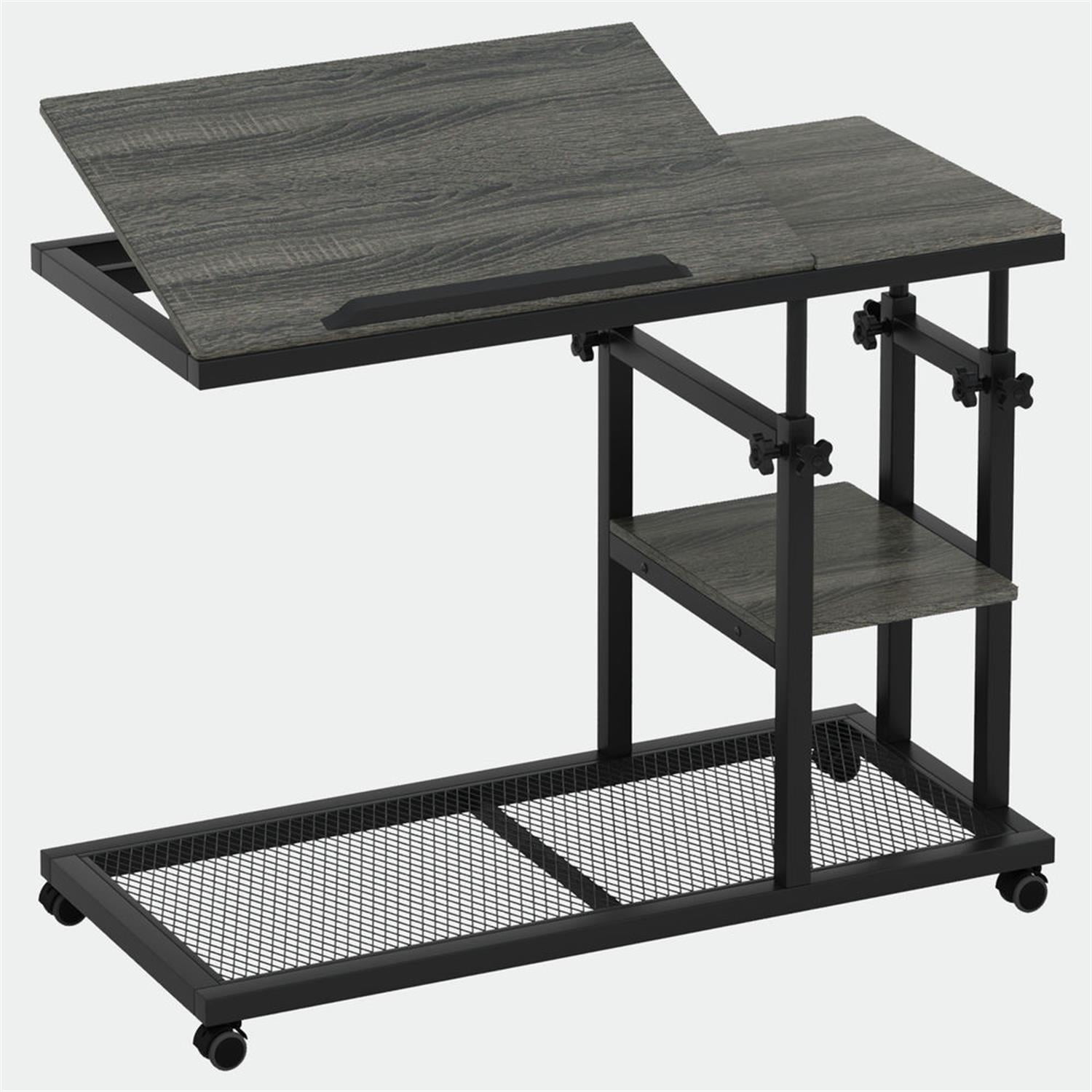 Demi Bonn Modern L Shaped Gaming Desk, 83" Industrial Corner Executive Desk with Mobile File Cabinet for Home Office, Black