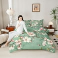 thumbnail image 4 of Manfei Floral Sakura 3 Pieces Queen Comforter Set for Female Men,Japanese Style Ultra Soft Bedding Sets,Cherry Blossoms Bedding Comforter Set Breathable,Ultra Soft Home Decor, 4 of 8