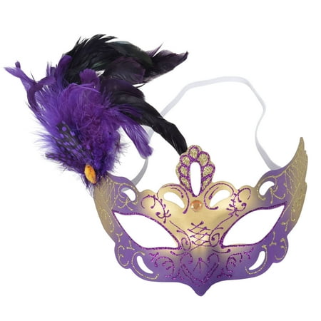 Party Feather Eye Mask Match Masquerade Mask (Purple)