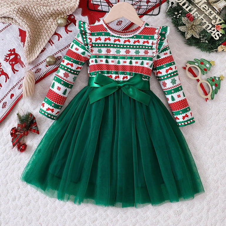 KaLI_Store Toddler Christmas Dress Long Sleeve Princess Wedding Dresses  Girls' Dresses Fall Winter Clothes Light Green,Size 18-24 Months -  Walmart.com
