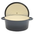 thumbnail image 4 of Gibson Home 5 Qt Enameled Cast Iron Dutch Oven Pot with Lid – Round, Oven Safe to 500°F, Ideal for Bread Baking & Stews - Gradient Navy Blue, 4 of 14