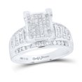thumbnail image 4 of Sterling Silver Princess Diamond Square Cluster Bridal Wedding Engagement Ring 1 Cttw, Womens Size: 5-10, 4 of 4