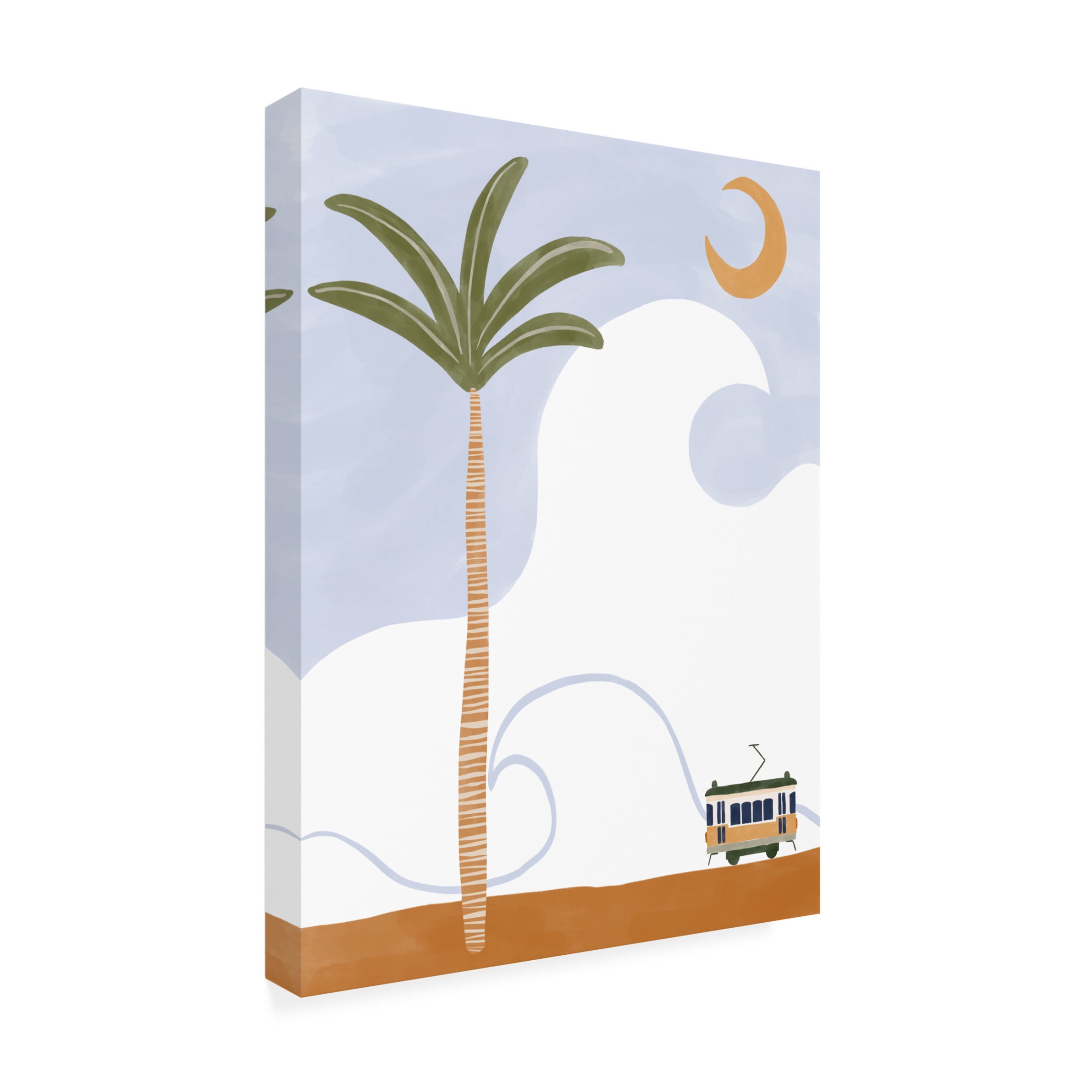 Trademark Fine Art Ivy Green Illustrations Little Tram On Beach Canvas Wall Art
