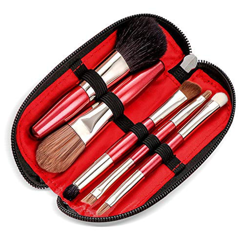 Kæmpe stor Indsigtsfuld Måling Protable Mini Makeup Brushes Set with Travel Case,5PCS Cosmetic Brushes Kit( Natural and Synthetic Hair)-Includes Foundation-Contouring-Blending-Blush  And Eyeshadow Brushes(Travel Size) - Walmart.com
