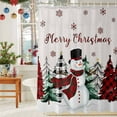 thumbnail image 6 of Shower Curtain Bathroom Set Vintage Christmas Tree Waterproof Fabric Shower Curtains with Grommets&Hooks Winter Funny Snowman on Linen Privacy Bath Curtain for Bathtub 72x72in, 6 of 9