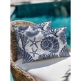 thumbnail image 3 of Outdoor Pillows Waterproof, Navy Blue Coastal Throw Pillows with Inserts Included, Beach Starfish Nautical Coral Shell Summer Indoor Outdoor Decorative Lumbar Pillow for Bed/Couch/Patio 12"x20", 2Pcs, 3 of 8