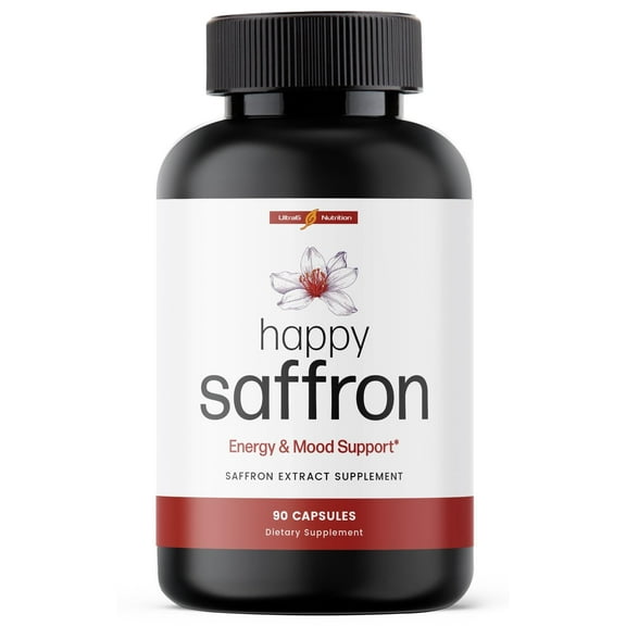 Ultra6 Nutrition Happy Saffron Supplements - 100% Pure Saffron Extract Supplement for Eye Health Support - Mood Enhancer for Women & Men (90 Servings)