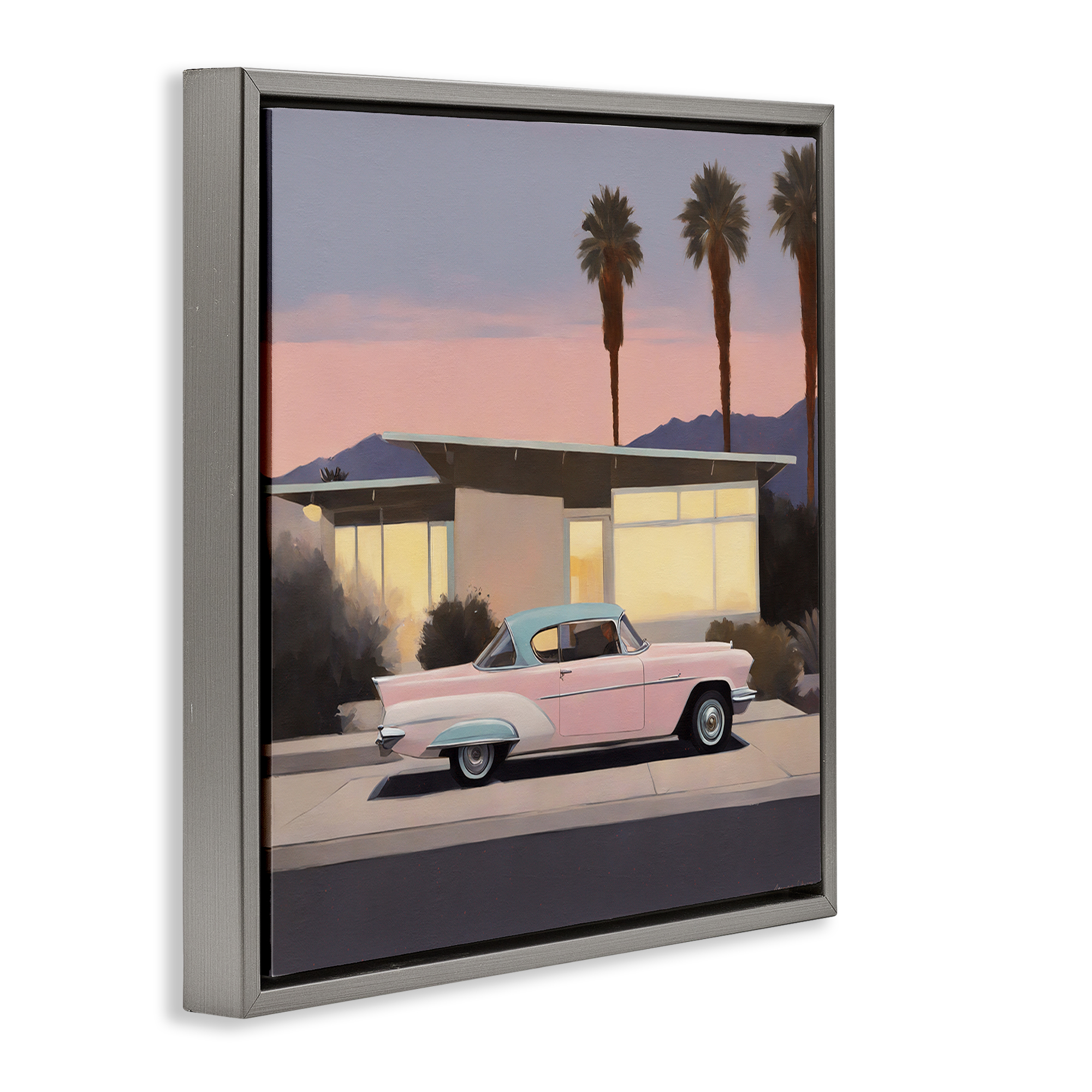 Stupell Industries California Classic Car Transportation Painting Gray Floater Framed Canvas Art Print Wall Art, 25 x 25