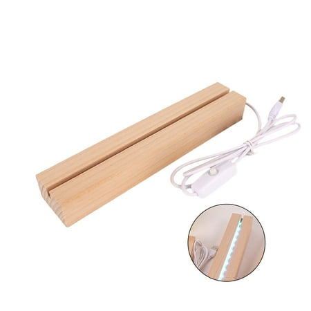 

Pebbuoy LED Night Light Base Rectangle Display Pedestal Faux Crystal Wooden Lighted Base Stand USB Charging Night Lamp Home Decor