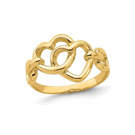 14K Yellow Gold Interlocked Heart Promise Ring