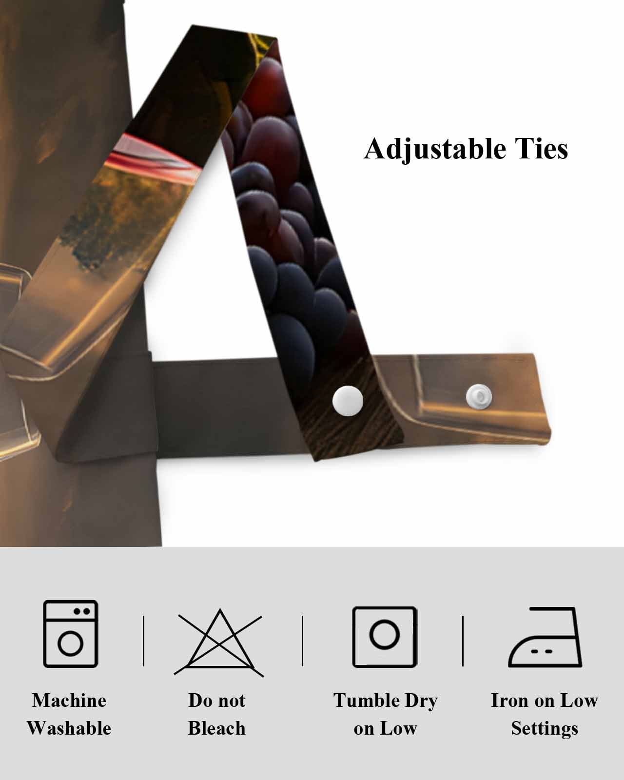 Wine Grapes Tie Up Valances Curtain, Adjustable Kitchen Decoration Barrel Valances for Windows Decor, Rod Pocket Short Curtains Set for Bedroom/Bathroom, 60"x18"