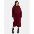 thumbnail image 2 of Time and Tru Women's Corduroy Midi Skirt with Front Slit, Sizes 0-20, 2 of 6