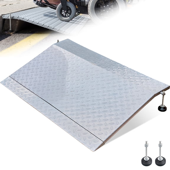 VNN Adjustable Door Threshold Ramp, 3"-6" Height, 25.6" x 39.4" 1000LBS Anti-Slip Wheelchair Ramp for Doorways, Steps, Entryways
