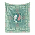 thumbnail image 1 of Japanese Soft Flannel Fleece Throw Blanket, Dolphin Couple on Geometrical Featured Round and Squared Backdrop Print, Cozy Plush for Indoor and Outdoor Use, 50" x 60", Green Pink, by Ambesonne, 1 of 6