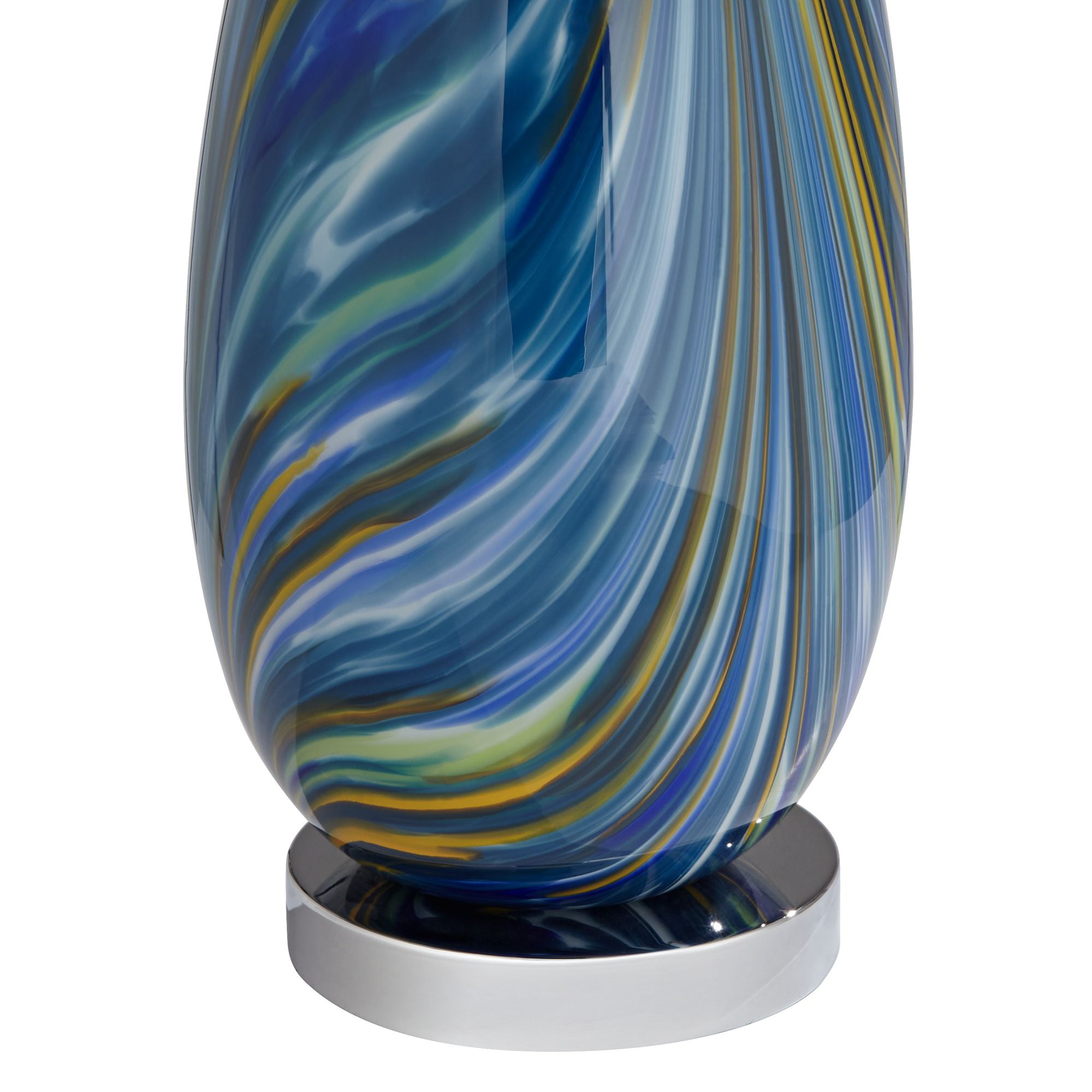 Possini Euro Design Pablo Modern Table Lamp 27" Tall Blue Art Glass White Tapered Drum Shade for Bedroom Living Room Bedside Nightstand Office Family