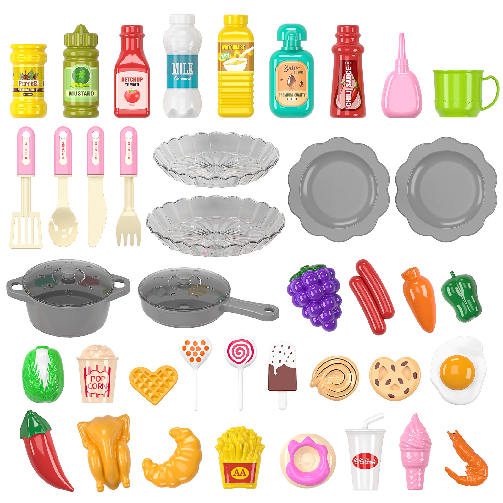 Dinosaur Planet Pink Play Kitchen Girls Toy Pretend Food - Kitchen Toys for Kids Ages 4-8,Play Kitchen Accessories w/ Real Sounds Light, for Girls Boys Age 3+(36.3"x24"x11")