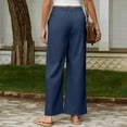 thumbnail image 4 of ClodeEU Wide Leg Pants For Women, High Elastic Waisted in The Back Business Work Trousers, Straight Leg Suit Pants Navy,Womens Plus M, 4 of 9