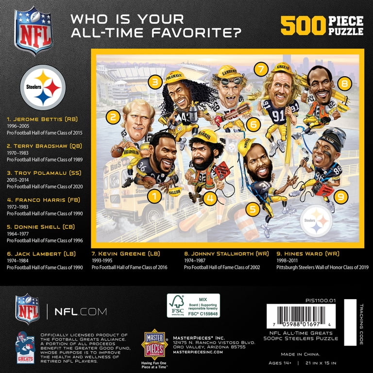 MasterPieces 500 Piece NFL Pittsburgh Steelers All-Time Greats