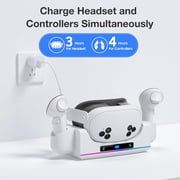 RGB Charging Dock for Oculus/Meta Quest 3S, VR Headset and Controller Fast Charger Base,Wall Mount Charging Stand for Meta Quest 3S Accessories with 2 Rechergeable,Dual-Use