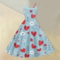 thumbnail image 2 of Women's Valentine's Day Floral Print Sexy Off-Shoulder Punk Retro Casual Sleeveless Dress Sky Blue 2XL, 2 of 4
