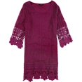thumbnail image 1 of Alfani Womens Crochet-Trim A-line Dress, Púrpura, Small, 1 of 1