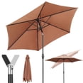 thumbnail image 2 of Ainfox 9ft Patio Umbrella with Push Button Tilt and Crank, Outdoor Sunshade Canopy, Waterproof and UV-Proof, Coffee, 2 of 7