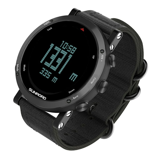 Baromètre Altimètre Boussole Thermomètre Prévisions Météorologiques Montre Homme 50 Mètres Résistant à l'Eau Montre de Sport Multifonctionnelle pour Alpinisme Course Randonnée Camping