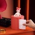 thumbnail image 2 of Girl Statue Tissue Box Covers Tissues Holder Case Decoration Orange Red, 2 of 8