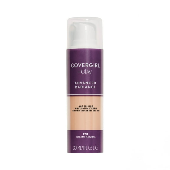COVERGIRL Advanced Radiance Age-Defying Liquid Foundation, 120 Creamy Natural, 1 fl oz, Anti-Aging