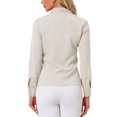 thumbnail image 3 of INSPIRAR CHIC Blusas de Manga Larga para Mujeres Chifón Plisado con Cuello de Lazo Camisa de Oficina XL Beige Claro, 3 of 6