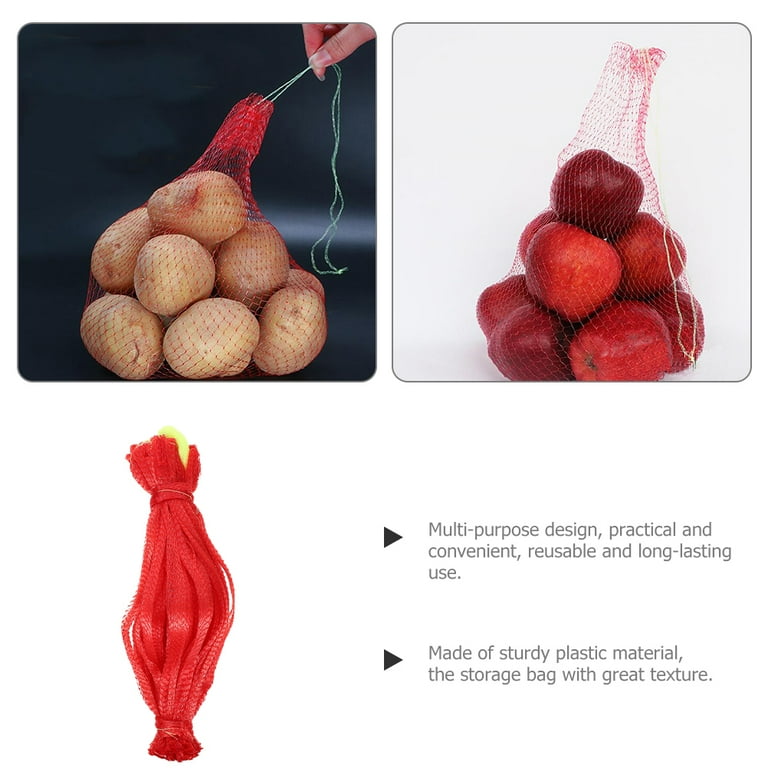 FUEENIRVA 50pcs Reusable Fruit Bags Plastic Red Supermarket Use