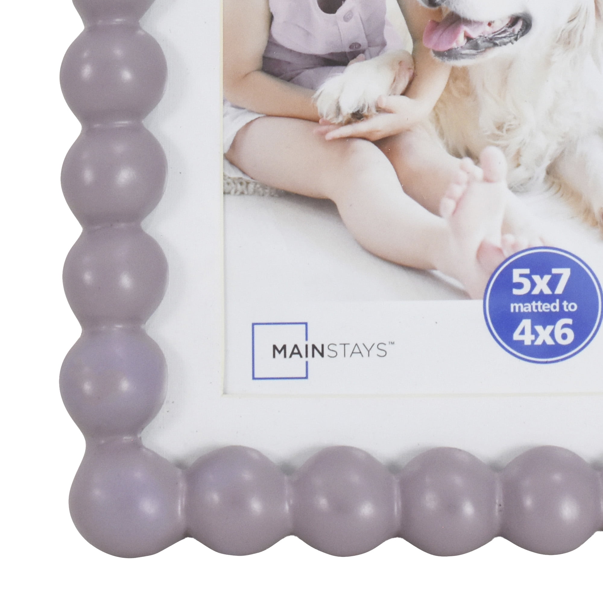 Mainstays Hazy Purple Bubble Beaded Picture Frame, 5 x 7, Matted to 4 x 6