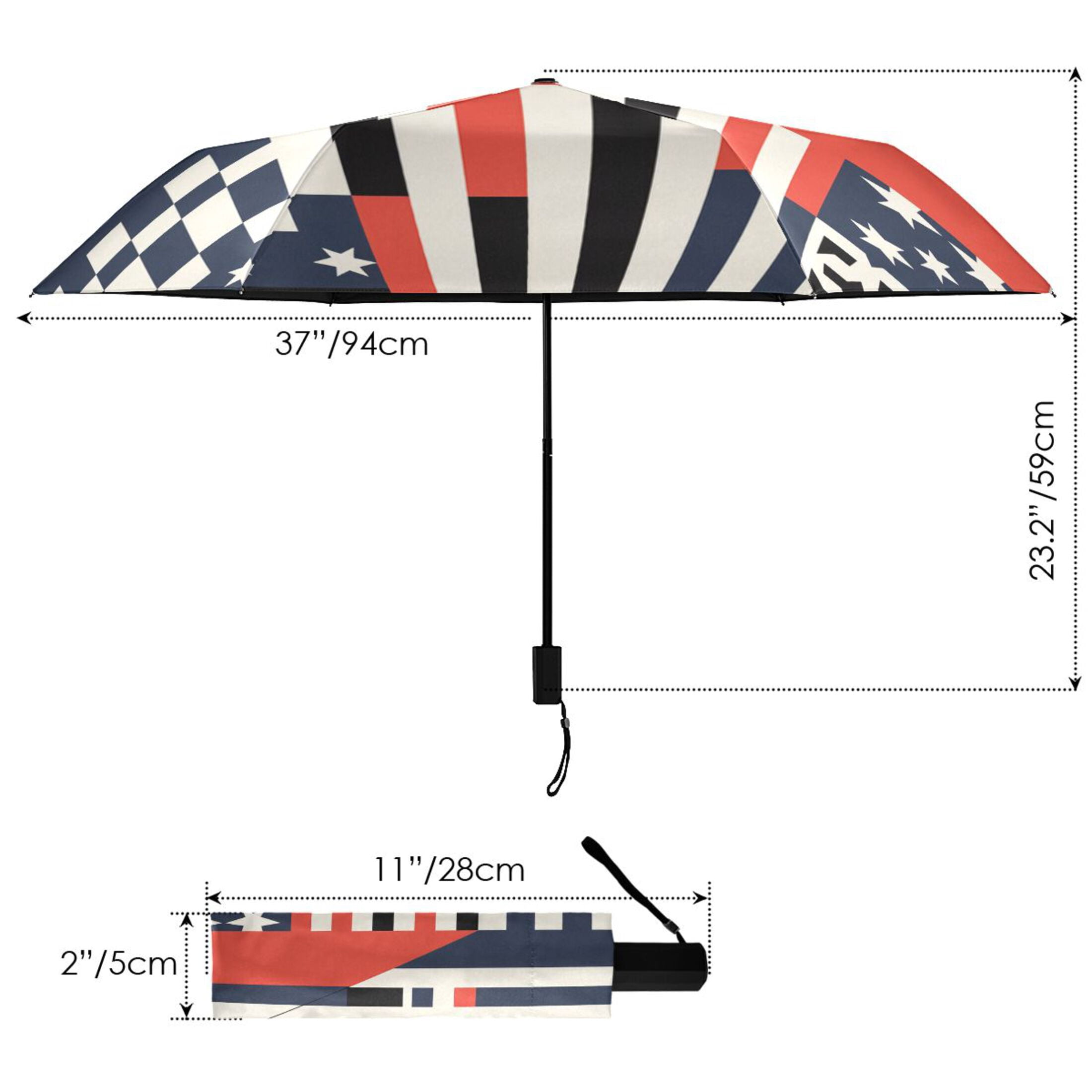 Usa Flag Stripes and Stars Compact Sun Umbrella Windproof Travel Umbrellas for Rain Strong Portable UV Protection