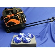 EPCO BuyBocceBalls Listing - BSI Roller Bowling Ball Bag - 4 Candlepin or Duckpin Balls - Black & Orange