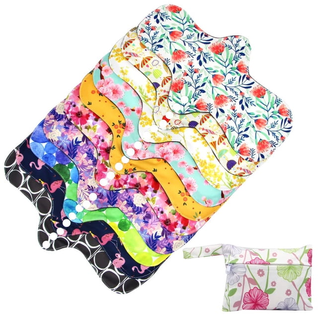 Almohadillas menstruales reutilizables Asenappy, carbón de bambú, paquete de 5