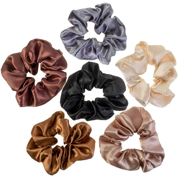 Cute Scrunchies For Hair 6 Colors Set, Our Hair Scrunchies Hair Elastics Ponytail Holder Pack of scrubchies are Softer Then Hair Ties, A Satin Scrunchie sruchies, Do not Pull Or Snag Thick Hair