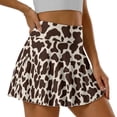 thumbnail image 3 of Xoenoiee Brown Cow Pattern High Waisted Pleated Skorts for Women Tummy Control Tennis Skirt with 2 Pockets Quick Dry Sports Golf Skirt Plus Size, L, 3 of 6
