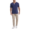 thumbnail image 2 of Camisetas Henley para hombres INSPIRE CHIC, casuales de verano, de manga corta, con botones, camiseta básica, azul, 2 of 6