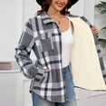 thumbnail image 4 of SuTry Womens Tops Classic Lapel Plaid Shirt Long Sleeve Button Two Pockets Plush Lined Warm Fleece Top Fall Winter Fashion Coat(Multicolor,S), 4 of 7