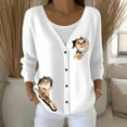 thumbnail image 2 of Cnbwig Cardigan Sweaters for Women Fall Cute Cat Printed Trendy Button Down Open Front Lightweight Womens Cardigans White XXL, 2 of 5