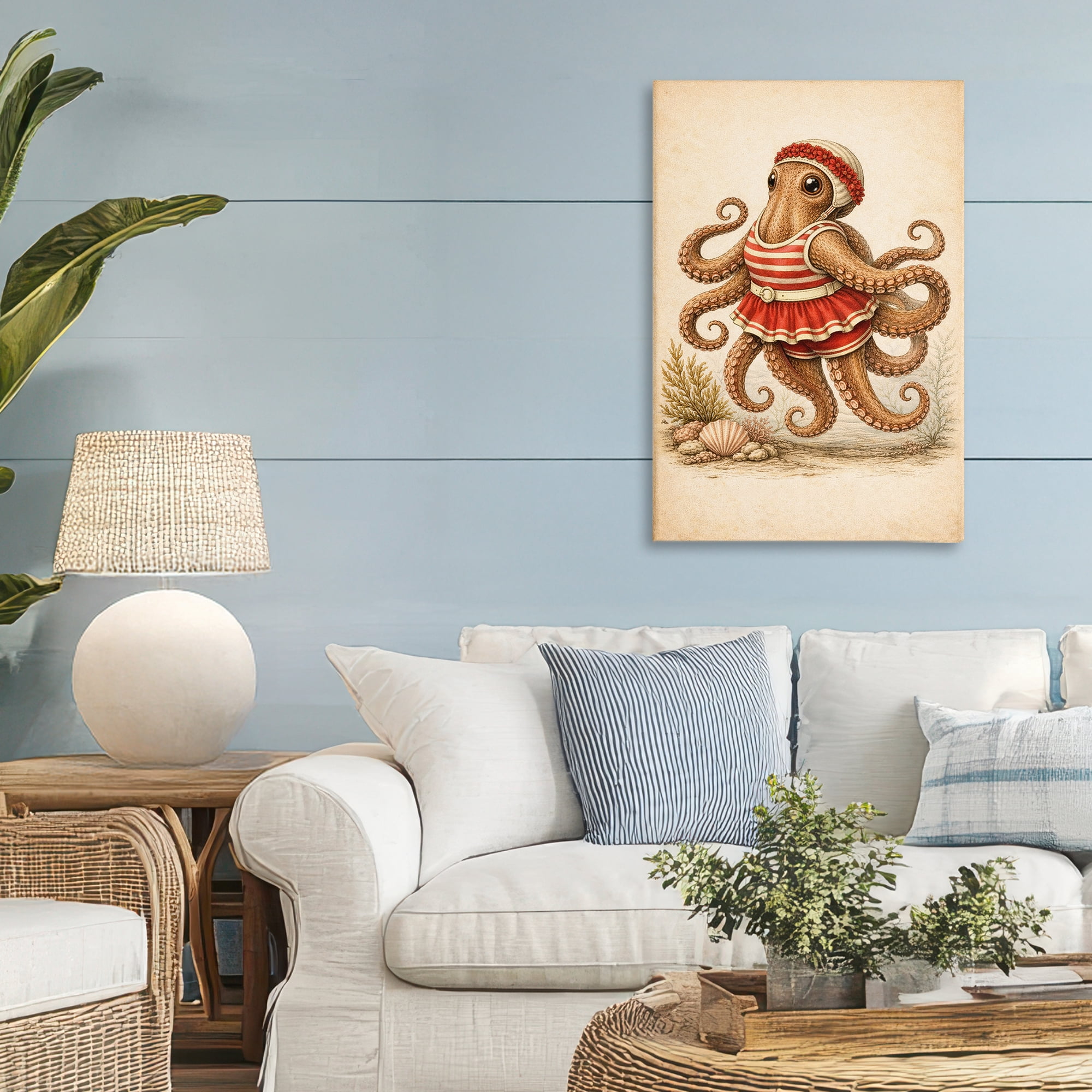 Stupell Industries Octopus of Maritime Bathing Society Canvas Wall Art, design by Grotto Studios